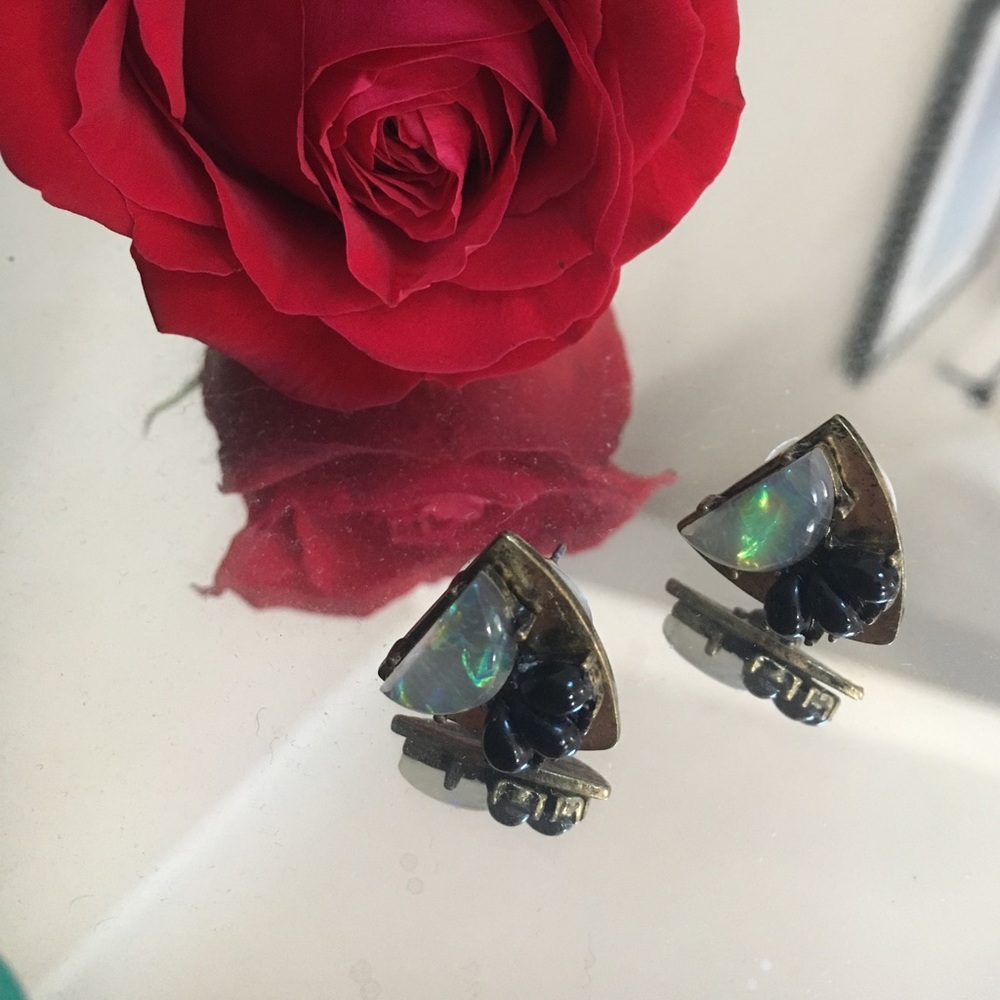 Moonstone & Brass Earrings