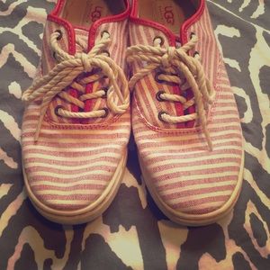 Red striped Ugg sneakers