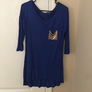 Cobalt blue high low shirt.