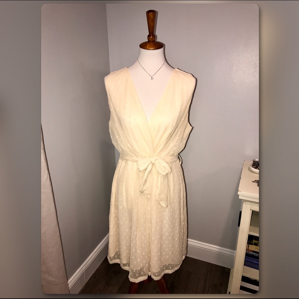 Adorable faux wrap bodice dress