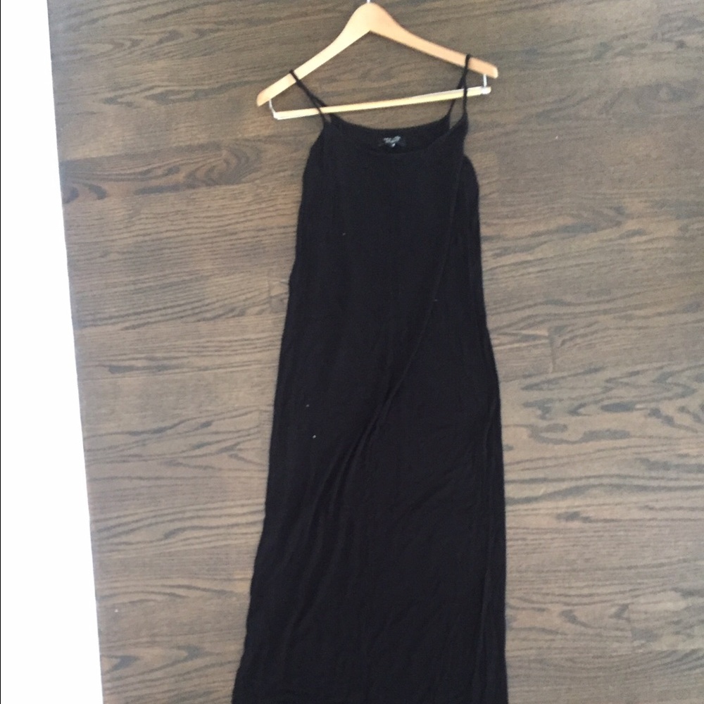 Simple black maxi maternity dress, long and drapey