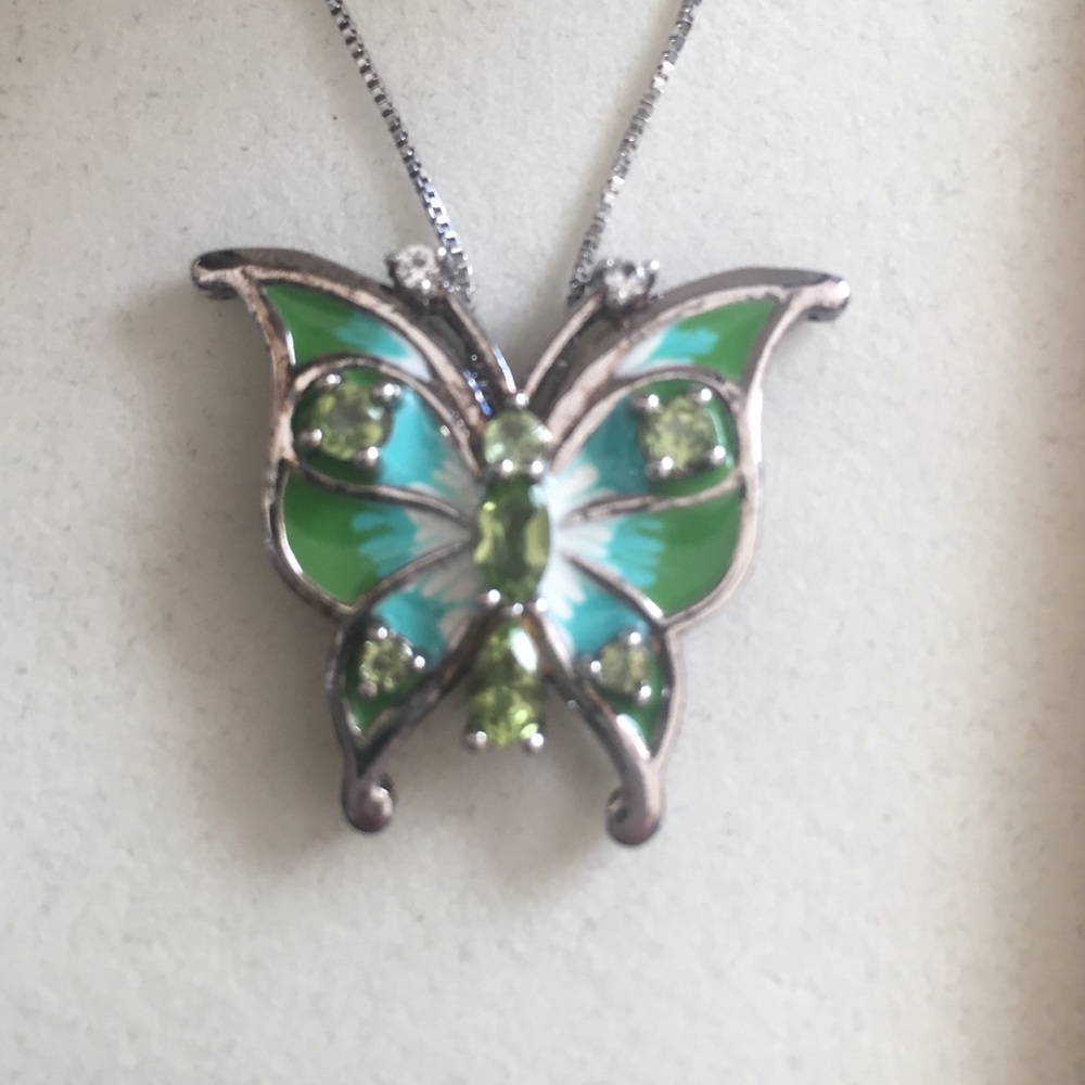 Peridot butterfly necklace August birthstone
