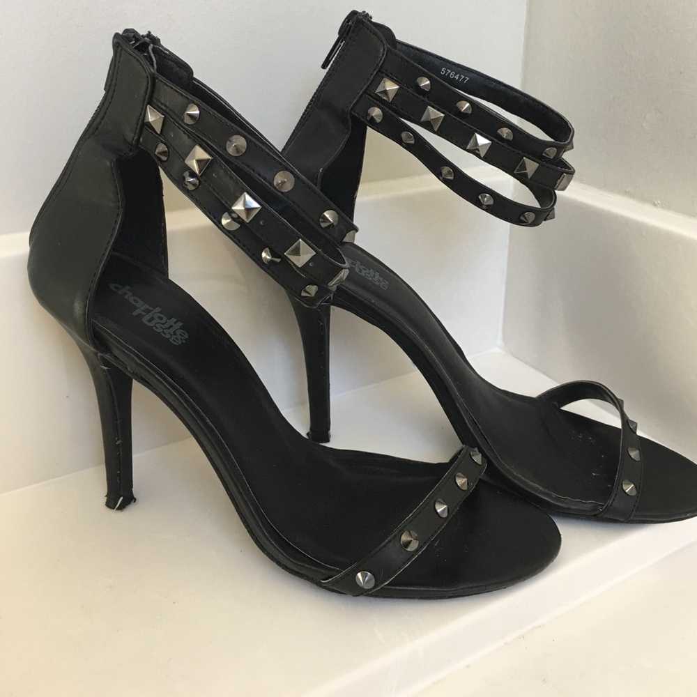 Black strap heels