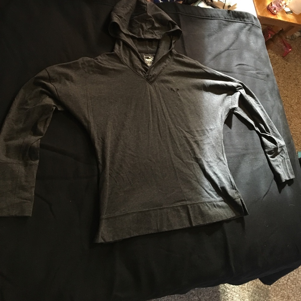 Grey v neck puma hoodie