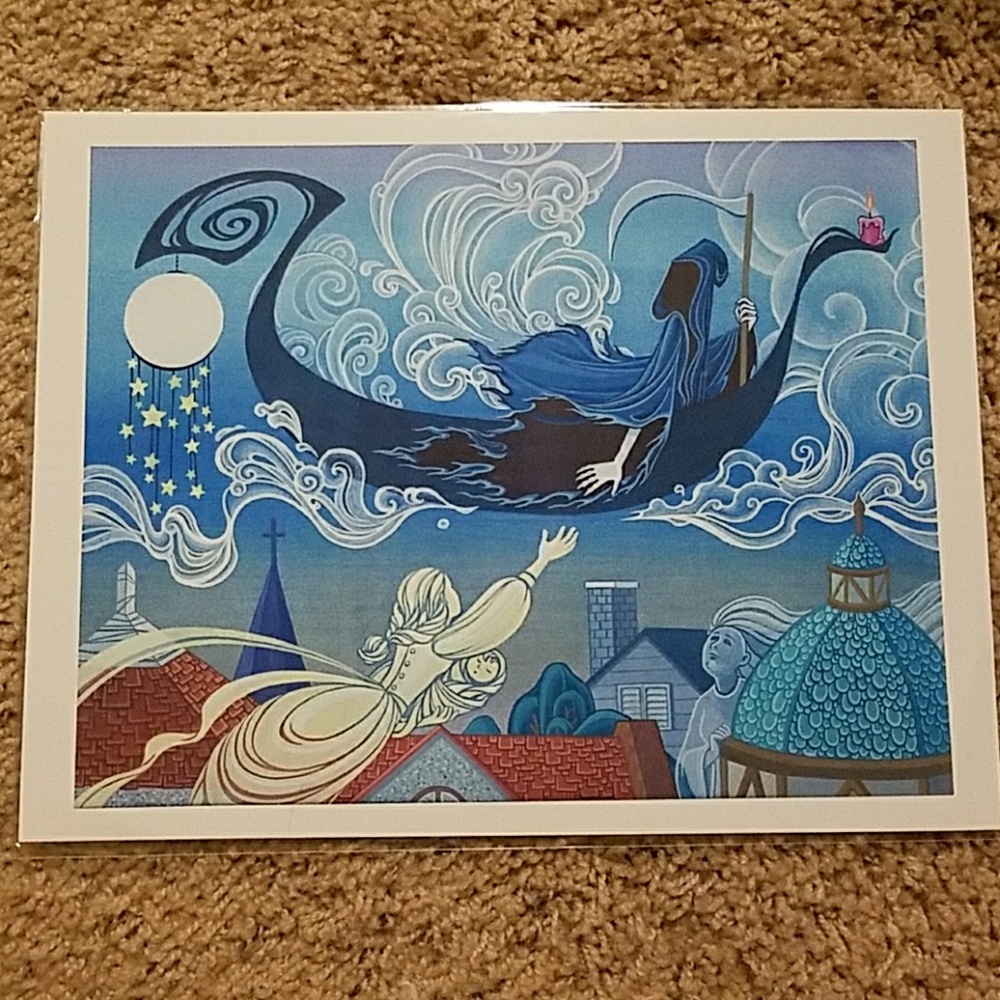 Reaper's boat moon & stars illustration art print - Picture 2 of 2