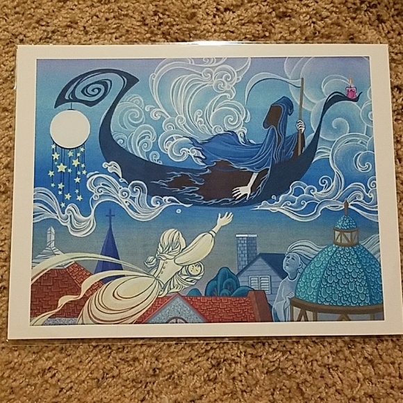 Reaper's boat moon & stars illustration art print - Picture 2 of 2