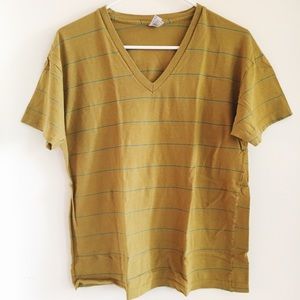 American Apparel Mustard/Teal Striped T-Shirt