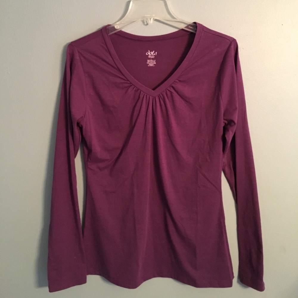 Solid Purple Long-Sleeved V-Neck