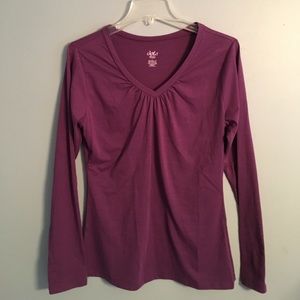 Solid Purple Long-Sleeved V-Neck