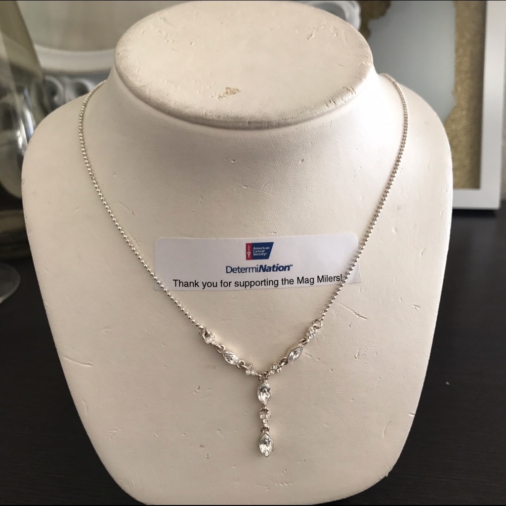 Simple Silver Faux Diamond/Gemstone Necklace