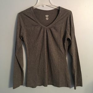 Solid Gray Long-Sleeved V-Neck