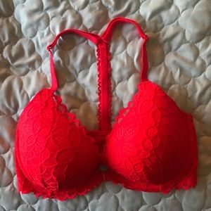 PINK BY VICTORIA SECRET RED LACY BRA