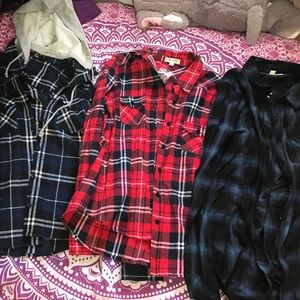 Three plaid flannel