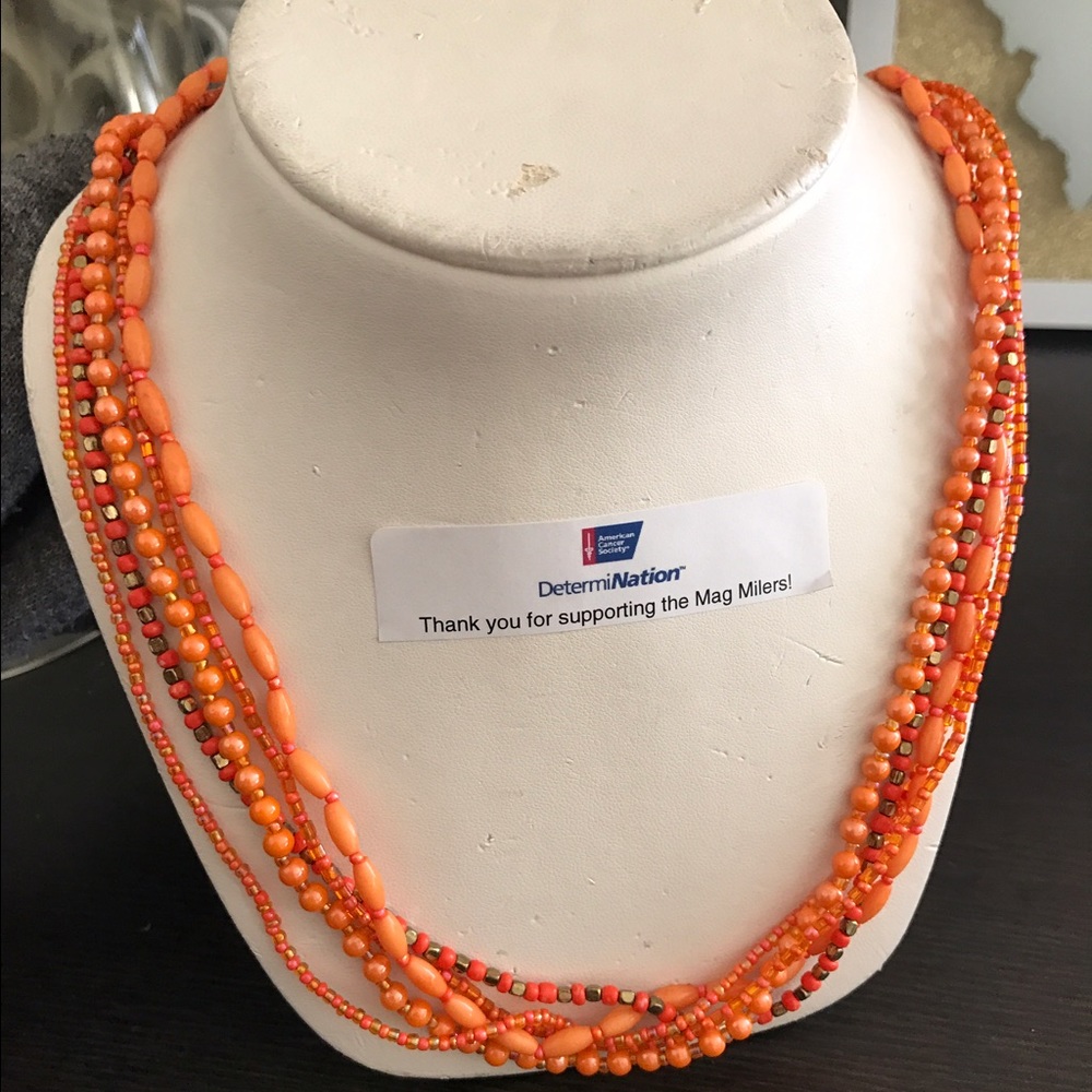 Simple, Classic Orange and Gold Beaded Necklace