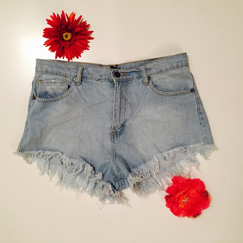 Light Wash High Rise Jean Shorts