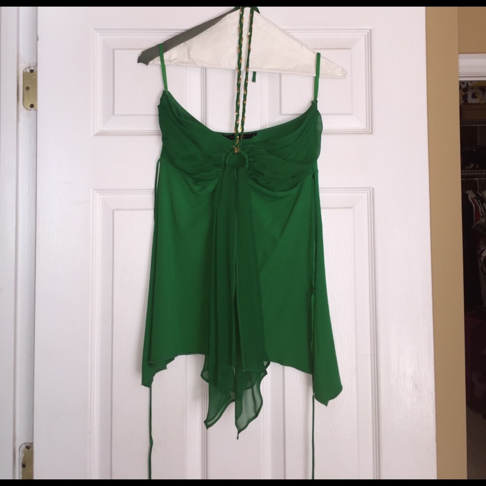 Green Arden B strapless top.