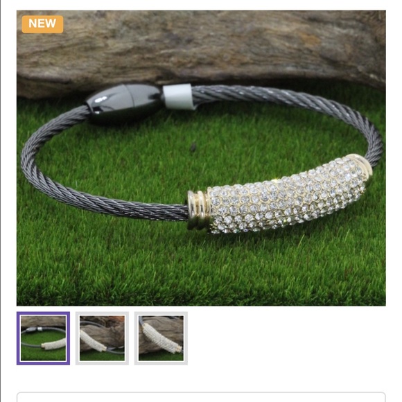 Jewelry - Rhodium Magnetic Clasp Bangle Cable Bracelet