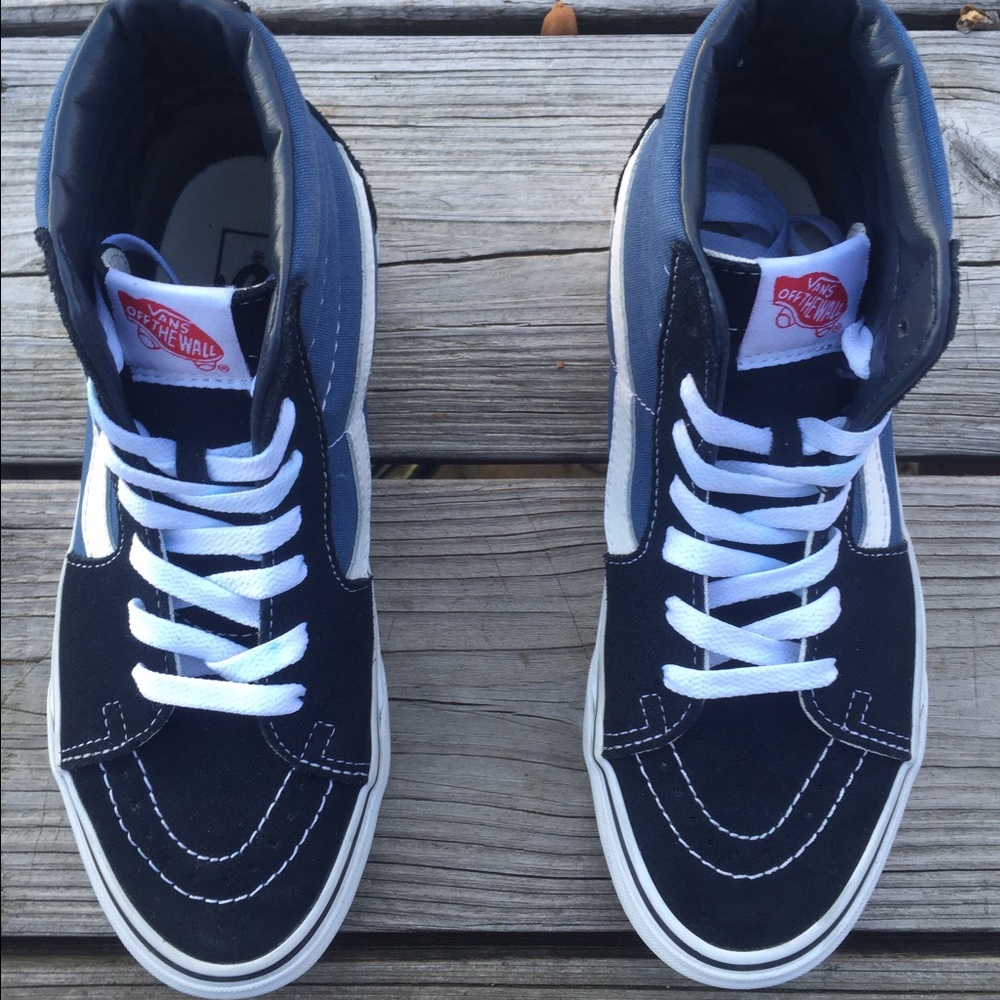 VANS SK8-HI NAVY/WHITE SIZE 7 WOMEN 5.5 BOYS