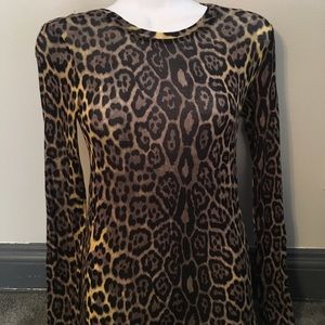 BcBG tight fitting sheer Leonard print long sleeve
