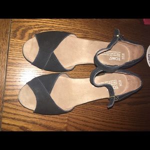 Black Suede TOMS Wedges