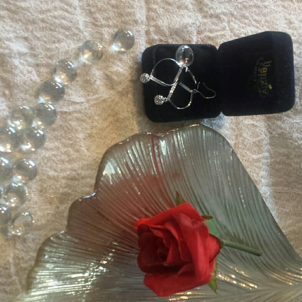 White  gold earings.