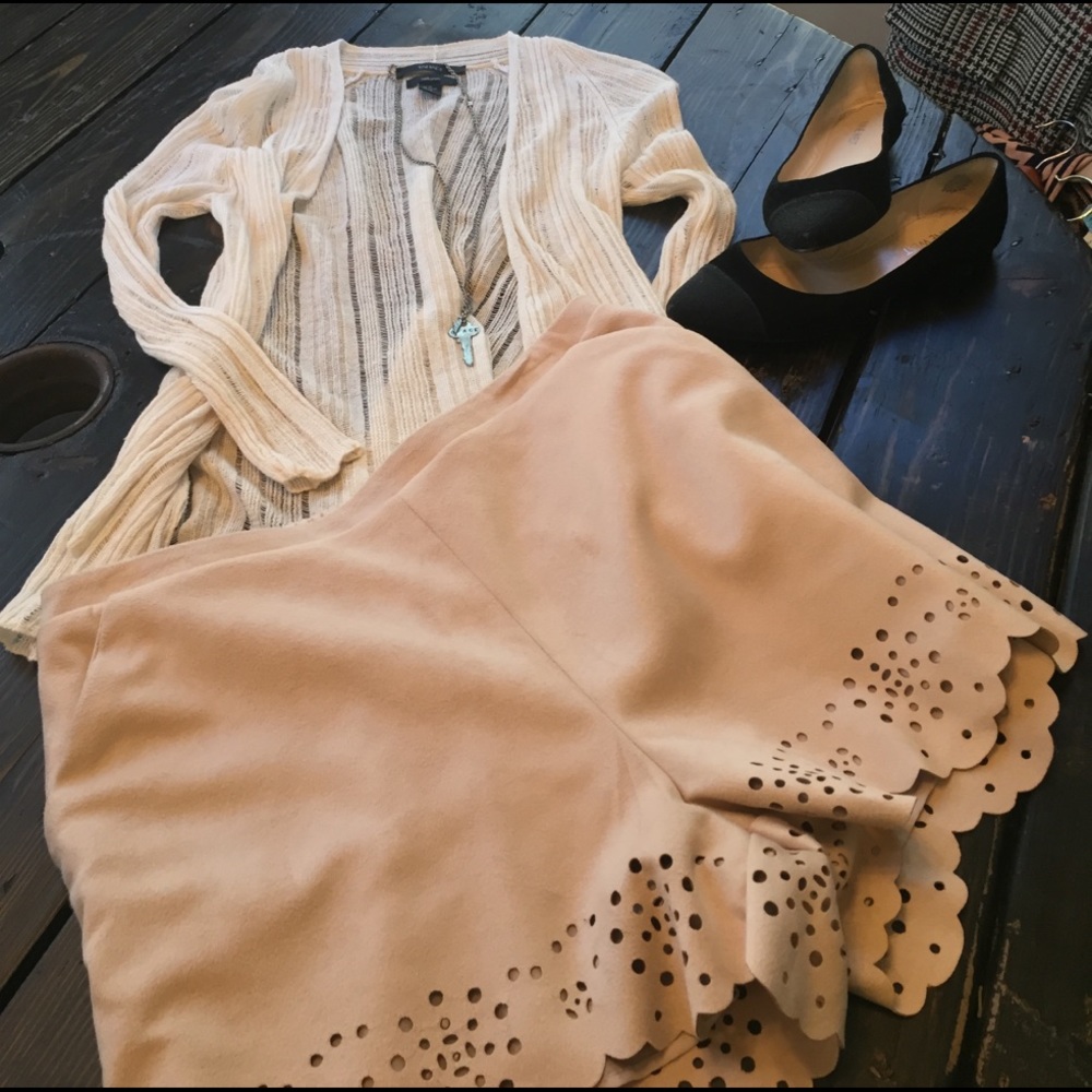 LC Lauren Conrad suede lined shorts.