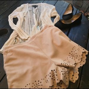 LC Lauren Conrad suede lined shorts.