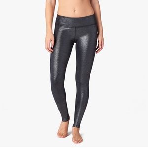 Beyond Yoga Shimmer Legging, in black-silver foil