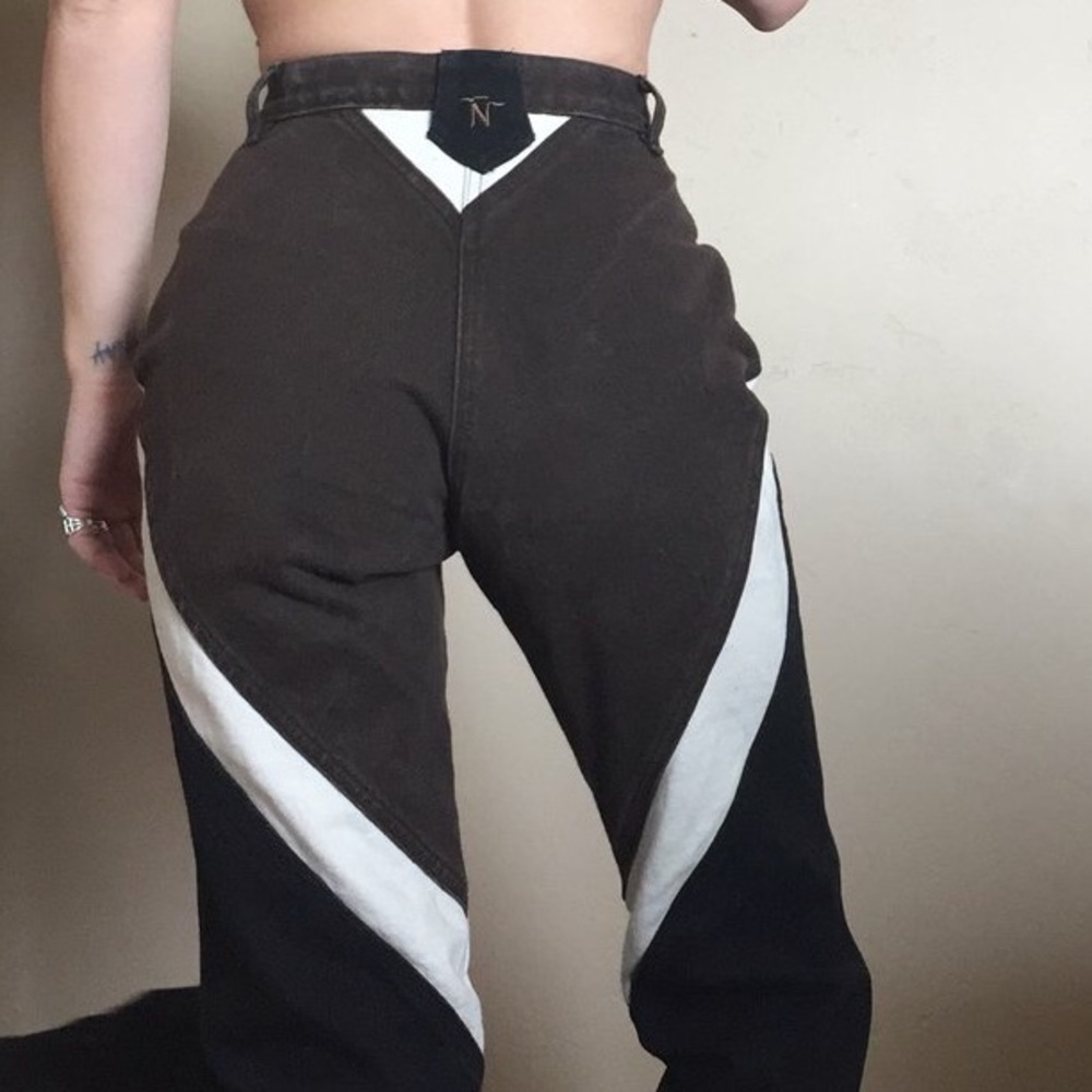 Crazy pair of black, brown and white jeans