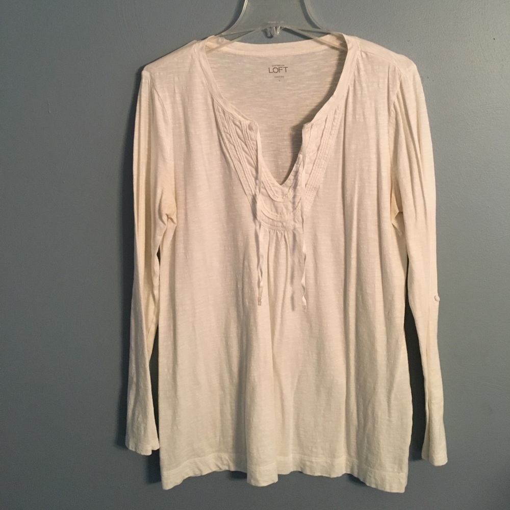 Ann Taylor Off-White Long-Sleeve Top
