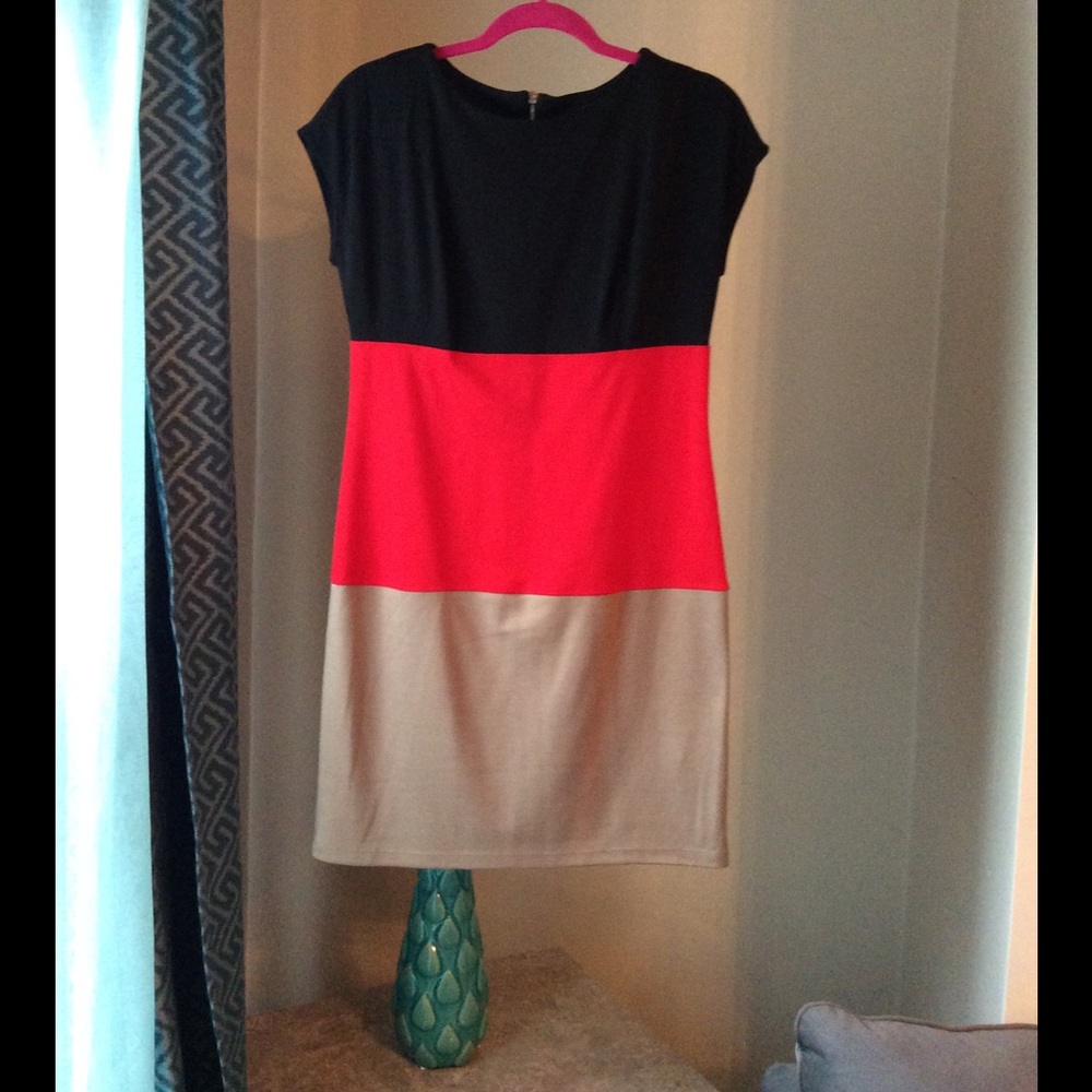 Red Colorblock dress .
