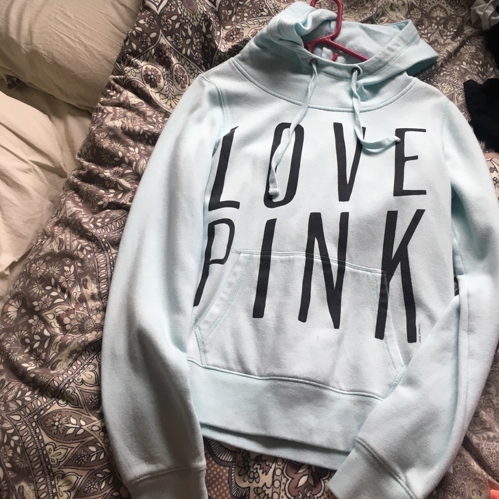 VS PINK baby blue hoodie, gently worn, size medium