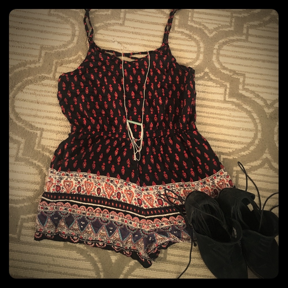 Hippie style printed romper