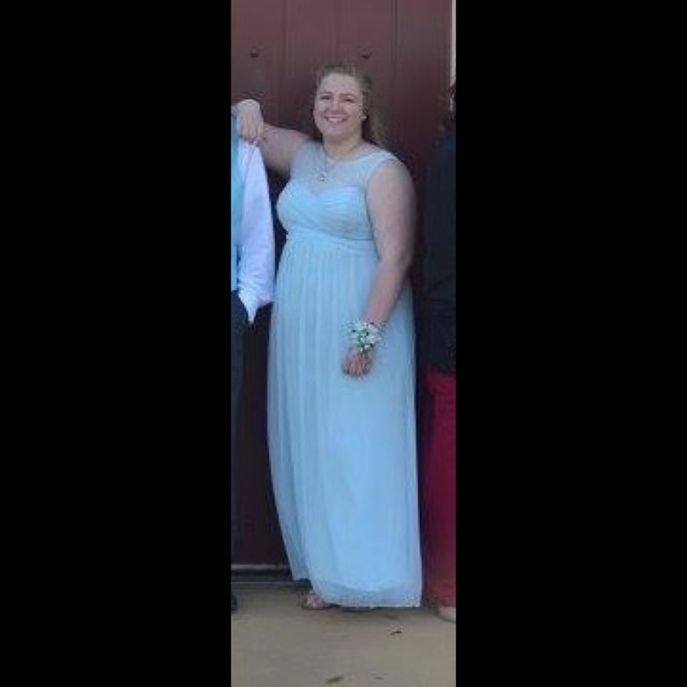 Gorgeous Tiffany Blue Sheer Top Gown/Prom DresSZ14