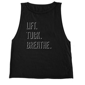 Emi Jay "Lift. Tuck. Breathe." Tee, Black, OS