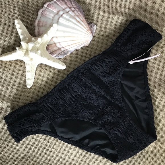 VS Knockout Bikini Bottoms Med Black Lace Swim - Picture 2 of 4