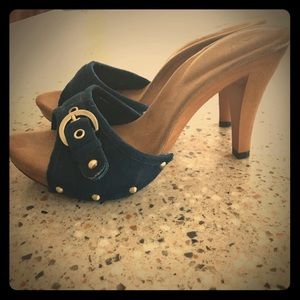 Navy blue suede heels