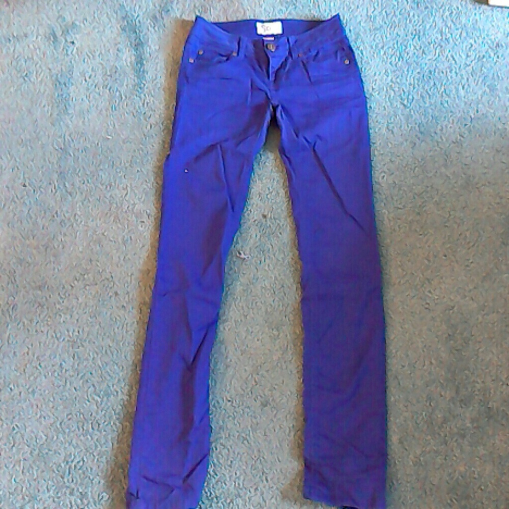 Bright blue skinny jeans!