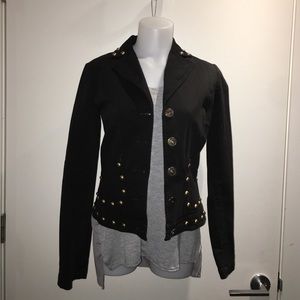 Black Denim MOSCHINO Jacket W/ Gold Studs, size 6.
