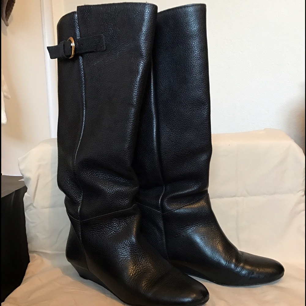 Black leather riding boot