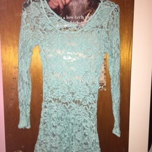 Turquoise lace top