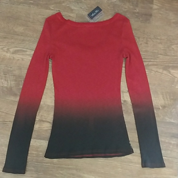 MISS ME RUST TO BROWN OMBREE SCOOP NECK SHIRT - Picture 4 of 5