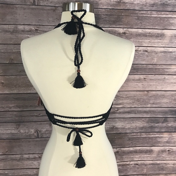 VS Bikini Swim Top Crochet Tassel Black Push Up - Picture 2 of 4