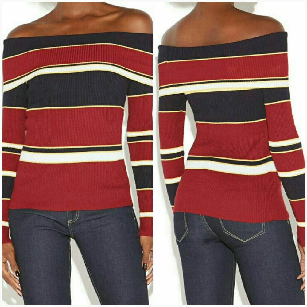 From Shoe Dazzle Off the shoulder sweater