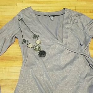 Shimmery wrapped front top