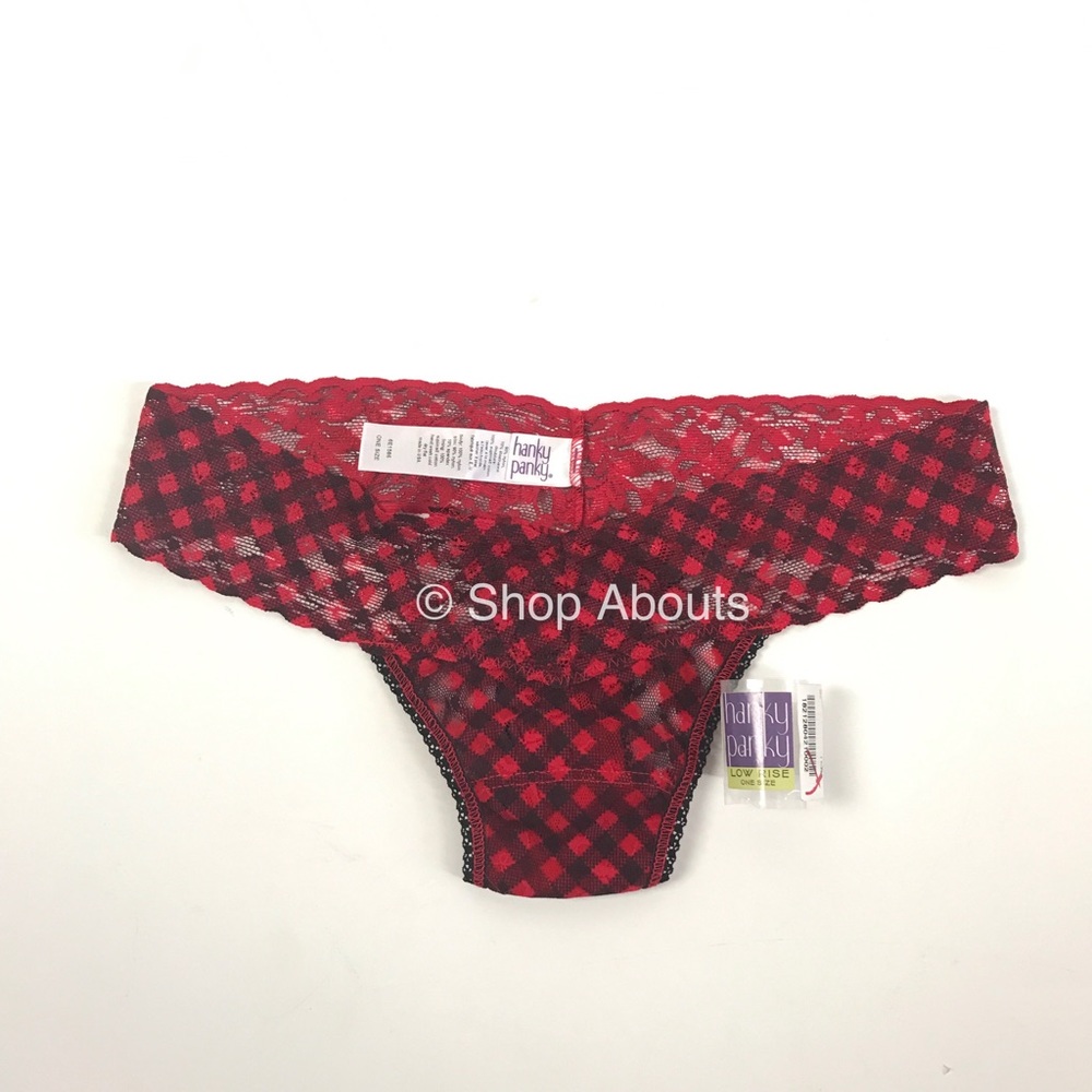 Hanky Panky Low Rise Thongs Red Check Gingham NWT