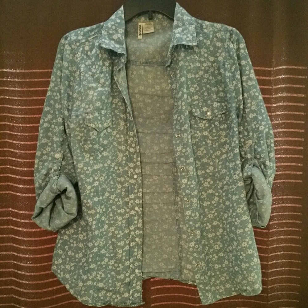 Flower button down blouse