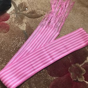 Pink fashion scarf and Ed Hardy hat included