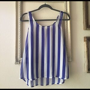 Blue and white stripe tank