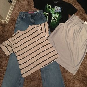 Lot boys clothing pants and shirt